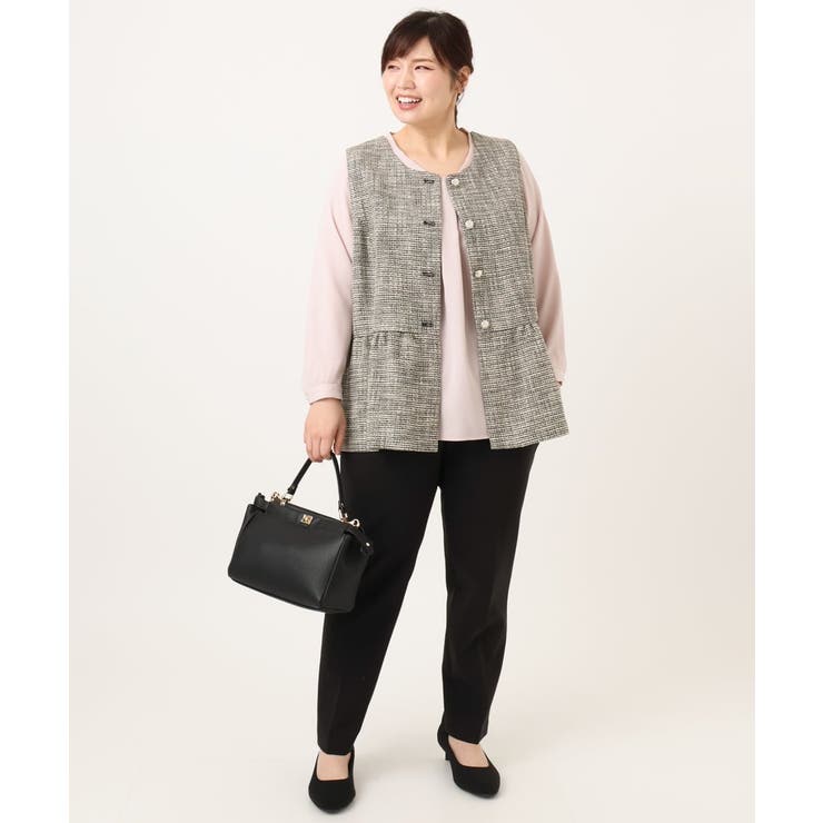 【大きいサイズ】ツイードペプラムジレ | eur3 | 詳細画像33 