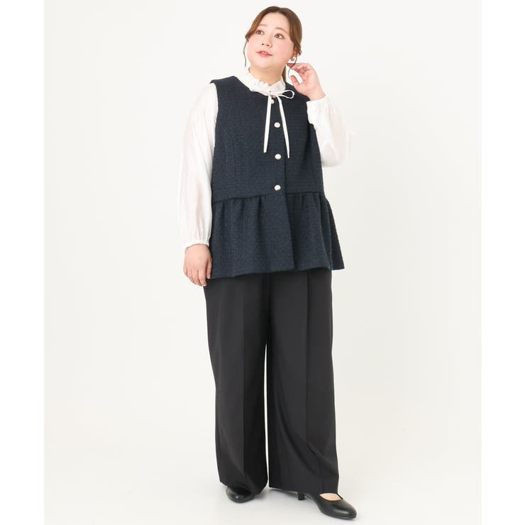 【大きいサイズ】ツイードペプラムジレ | eur3 | 詳細画像8 