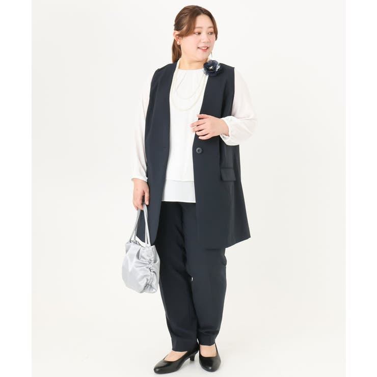 【大きいサイズ/セットアップ対応】WクロスストレッチVネックジレ | eur3 | 詳細画像12 