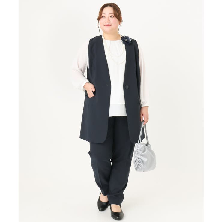 【大きいサイズ/セットアップ対応】WクロスストレッチVネックジレ | eur3 | 詳細画像13 