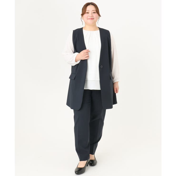 【大きいサイズ/セットアップ対応】WクロスストレッチVネックジレ | eur3 | 詳細画像14 