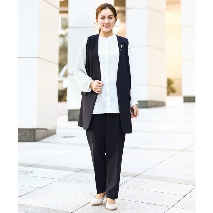 【大きいサイズ/セットアップ対応】WクロスストレッチVネックジレ | eur3 | 詳細画像16 