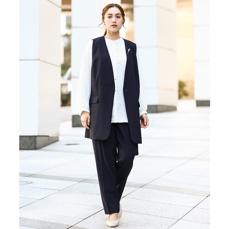 【大きいサイズ/セットアップ対応】WクロスストレッチVネックジレ | eur3 | 詳細画像17 