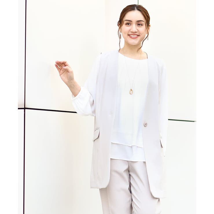 【大きいサイズ/セットアップ対応】WクロスストレッチVネックジレ | eur3 | 詳細画像18 