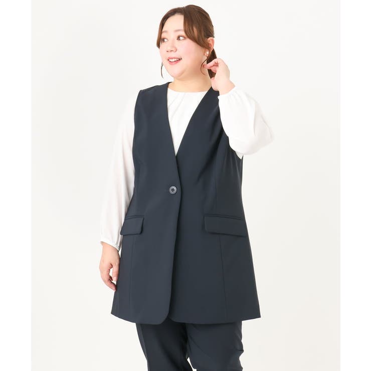 【大きいサイズ/セットアップ対応】WクロスストレッチVネックジレ | eur3 | 詳細画像2 