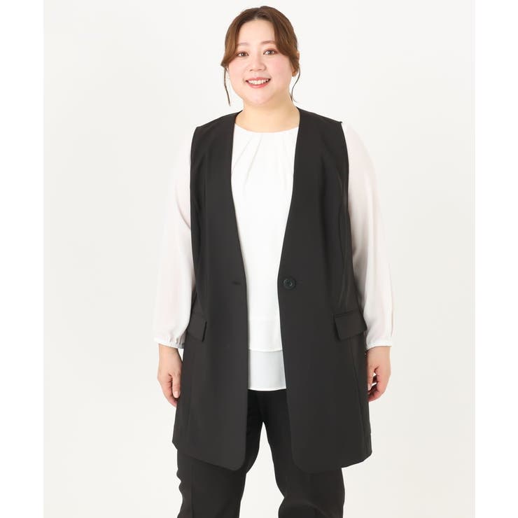 【大きいサイズ/セットアップ対応】WクロスストレッチVネックジレ | eur3 | 詳細画像21 