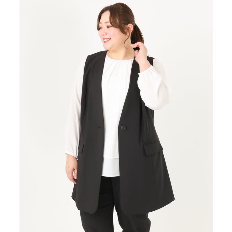 【大きいサイズ/セットアップ対応】WクロスストレッチVネックジレ | eur3 | 詳細画像22 