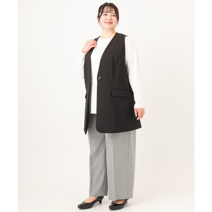 【大きいサイズ/セットアップ対応】WクロスストレッチVネックジレ | eur3 | 詳細画像26 