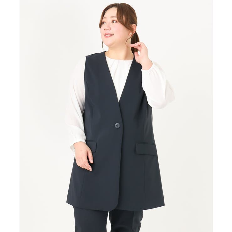 【大きいサイズ/セットアップ対応】WクロスストレッチVネックジレ | eur3 | 詳細画像3 