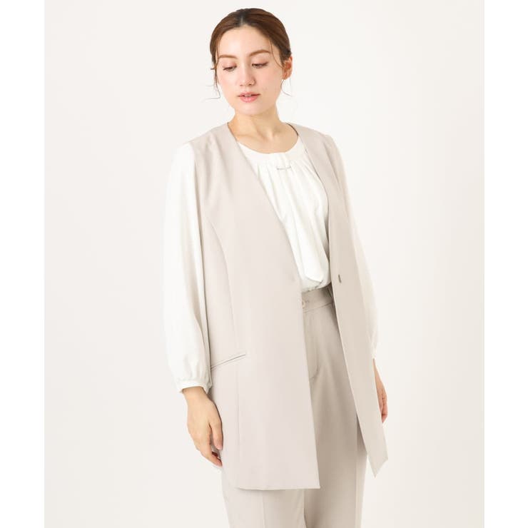 グレージュ(89) | 【大きいサイズ】WクロスVネックジレ | eur3