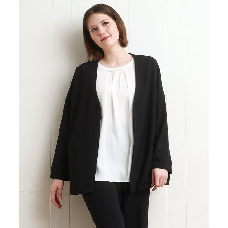 【大きいサイズ 2wayボタン セットアップ対応】カットジョーゼットVネックジャ… | eur3 | 詳細画像26 