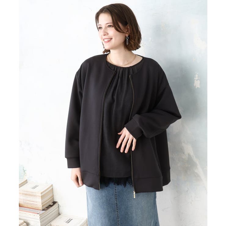 ダークグレー | 【大きいサイズ】ジップアップブルゾン | eur3