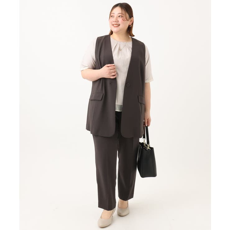 【大きいサイズ/接触冷感】カノコVネックジレ | eur3 | 詳細画像16 