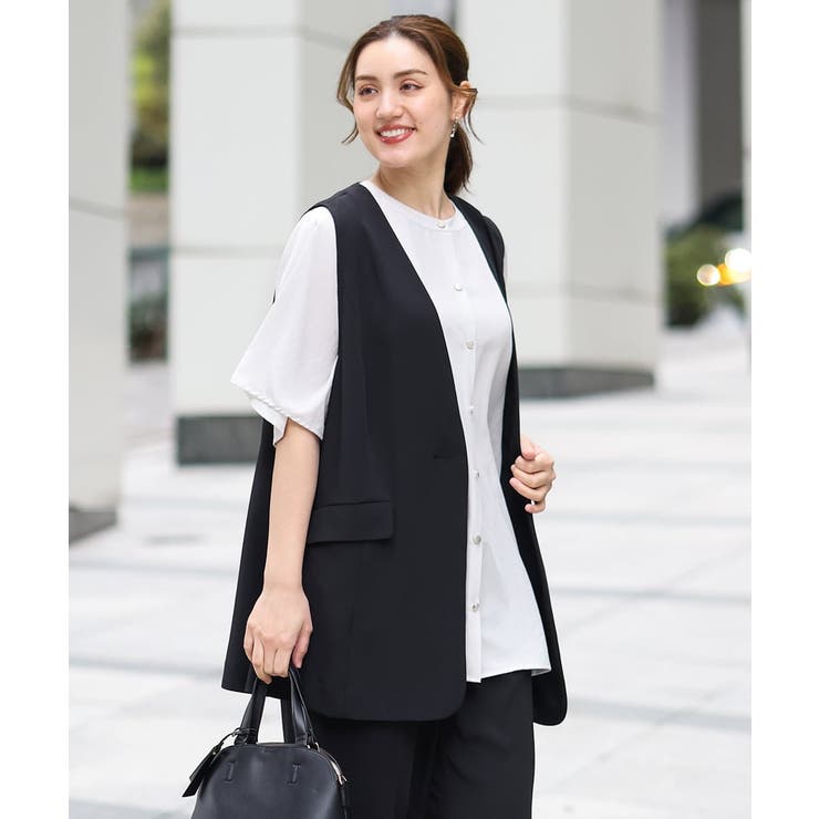 【大きいサイズ/接触冷感】カノコVネックジレ | eur3 | 詳細画像18 