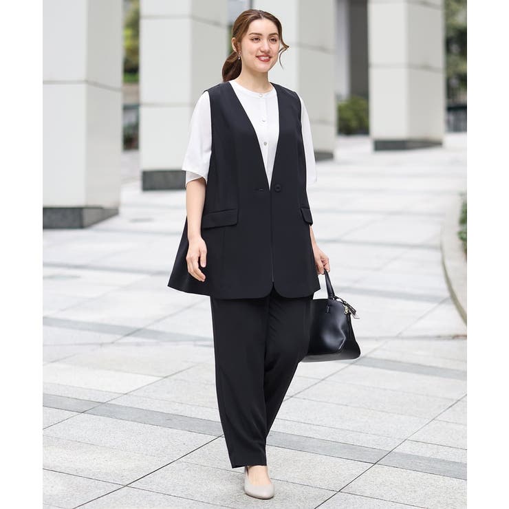 【大きいサイズ/接触冷感】カノコVネックジレ | eur3 | 詳細画像19 