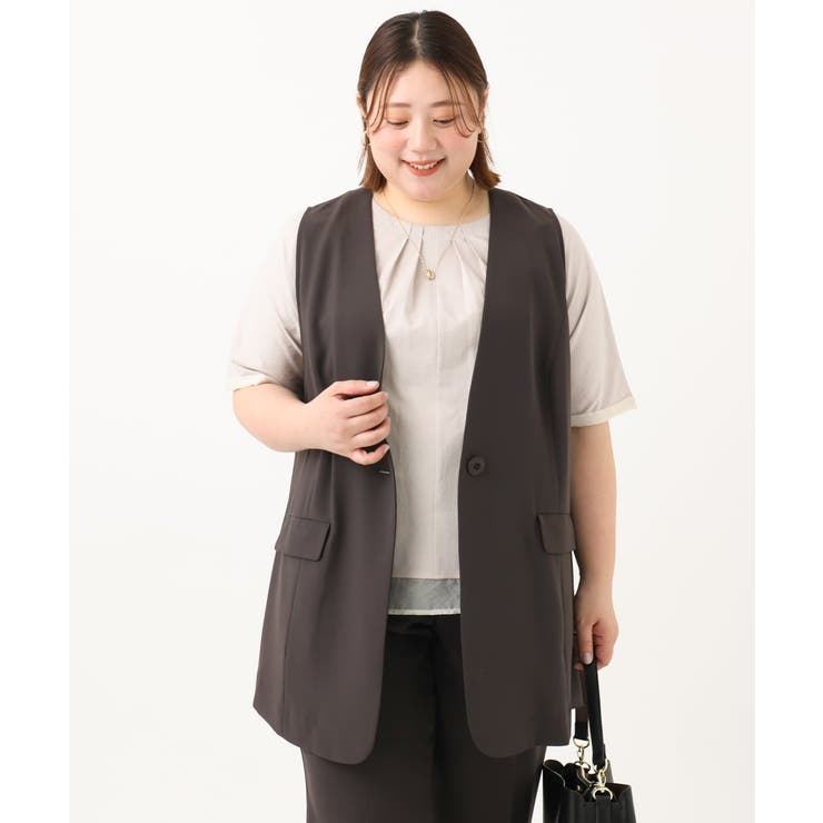 【大きいサイズ/接触冷感】カノコVネックジレ | eur3 | 詳細画像4 