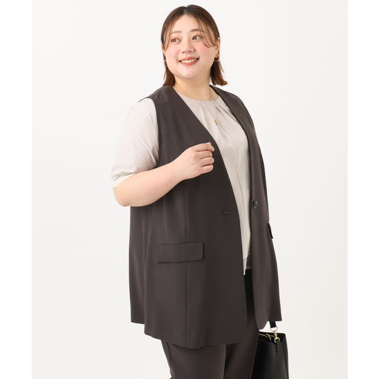 【大きいサイズ/接触冷感】カノコVネックジレ | eur3 | 詳細画像6 