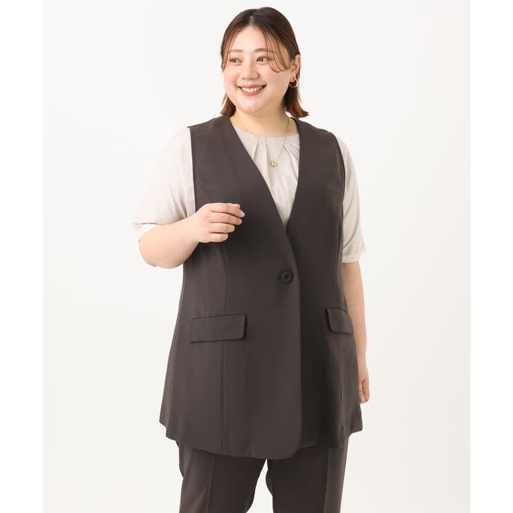 【大きいサイズ/接触冷感】カノコVネックジレ | eur3 | 詳細画像7 