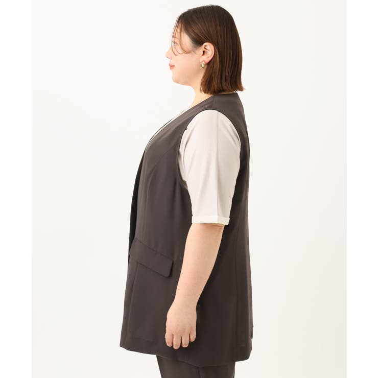 【大きいサイズ/接触冷感】カノコVネックジレ | eur3 | 詳細画像8 