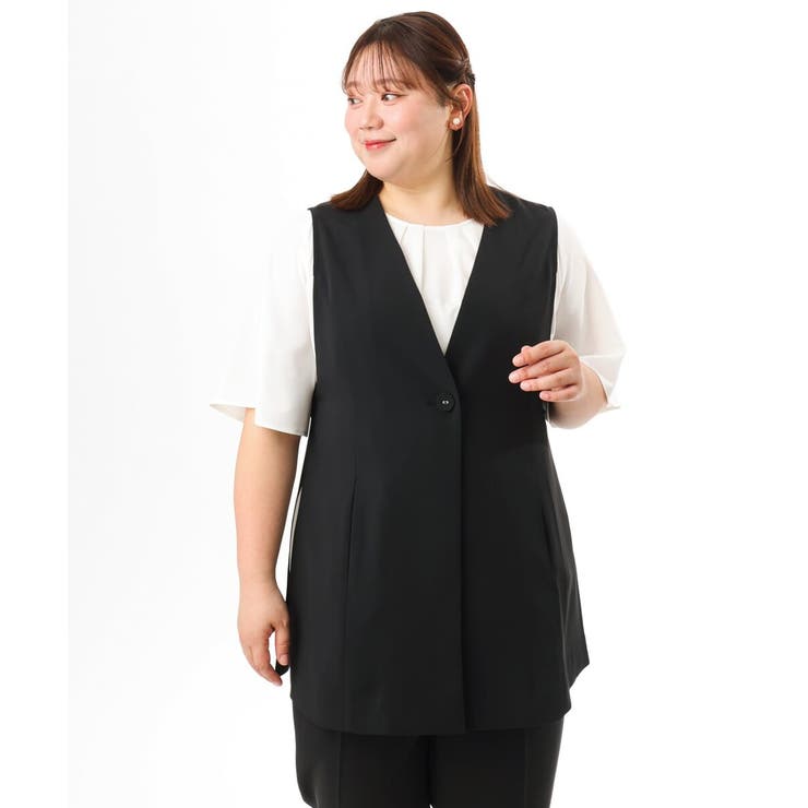 【大きいサイズ/機能素材】洗えるカノコVネックジレ | eur3 | 詳細画像10 