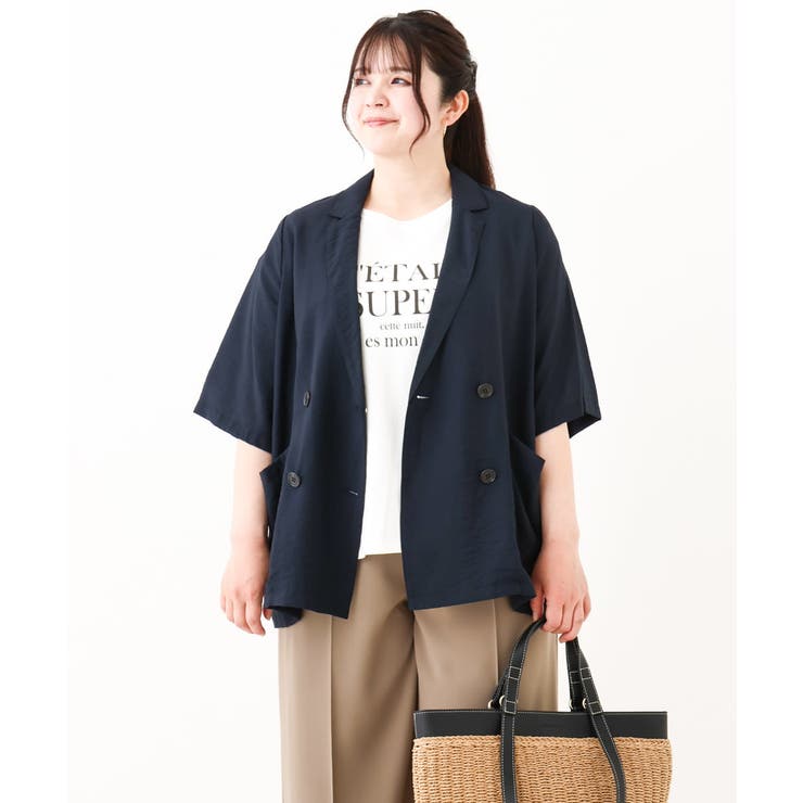 【定価：￥120.000-】美品★七分袖ジャケット（ルーヴル）38 大きいサイズ】半袖ジャケット[品番：ITKW0018018]｜eur3