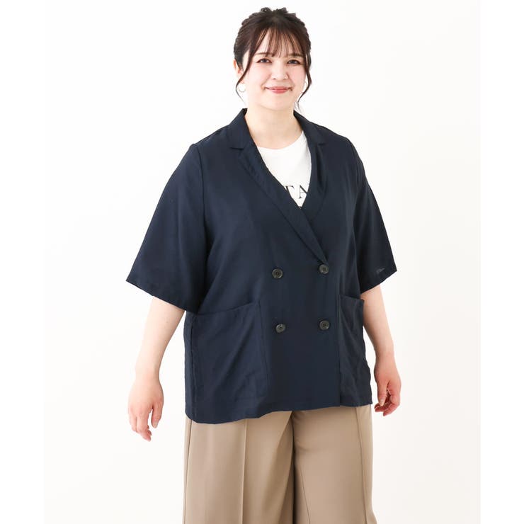 【TO BE CHIC】大きいサイズ　半袖アウター 大きいサイズ】半袖ジャケット[品番：ITKW0018018]｜eur3