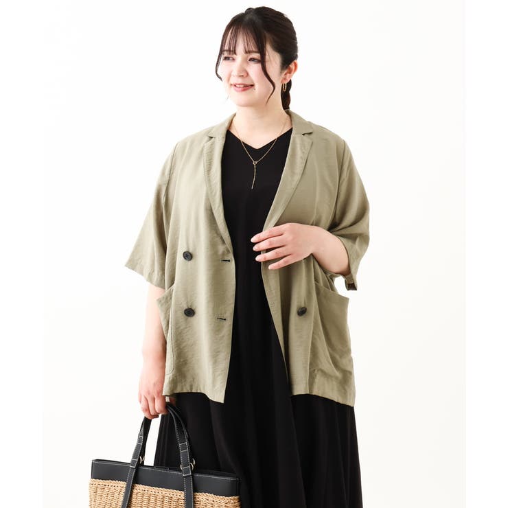 【TO BE CHIC】大きいサイズ　半袖アウター 楽天市場】半袖 ジャケット（アパレルサイズタイププラス