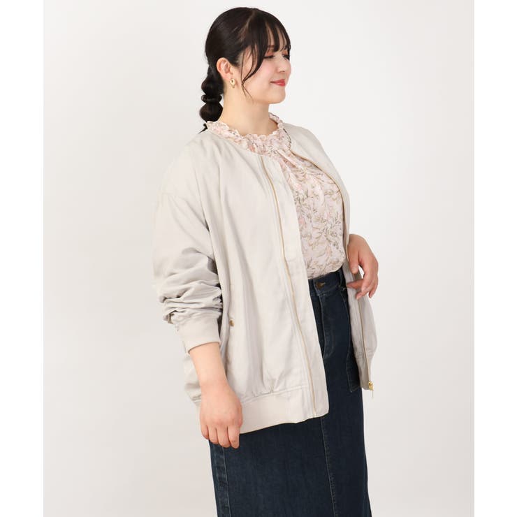 【大きいサイズ】ノーカラーギャザーブルゾン | eur3 | 詳細画像10 