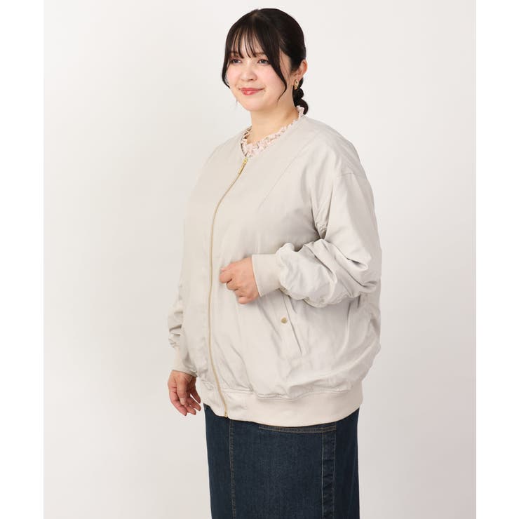 【大きいサイズ】ノーカラーギャザーブルゾン | eur3 | 詳細画像11 
