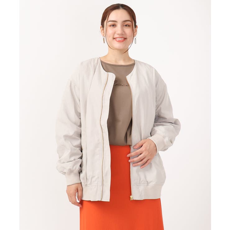 【大きいサイズ】ノーカラーギャザーブルゾン | eur3 | 詳細画像2 