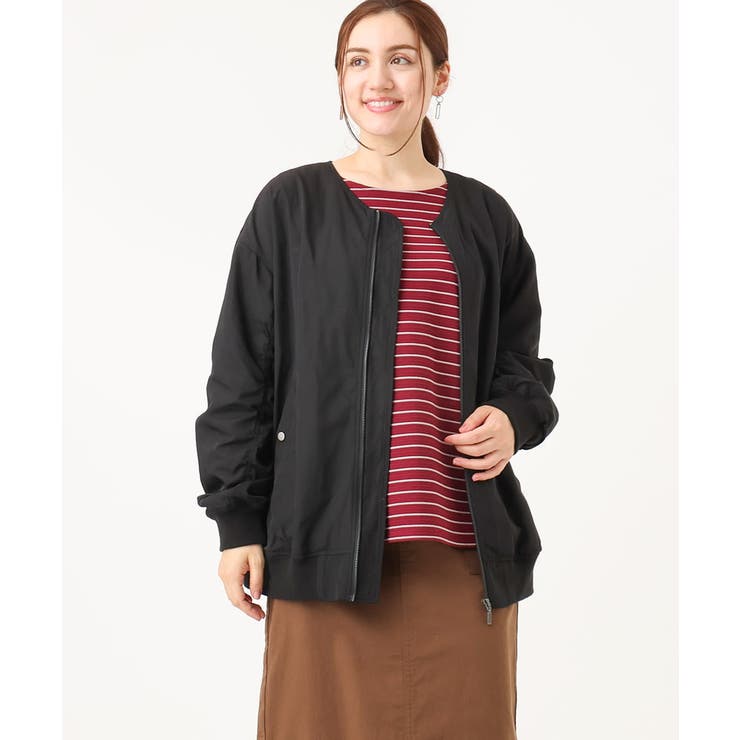 【大きいサイズ】ノーカラーギャザーブルゾン | eur3 | 詳細画像35 