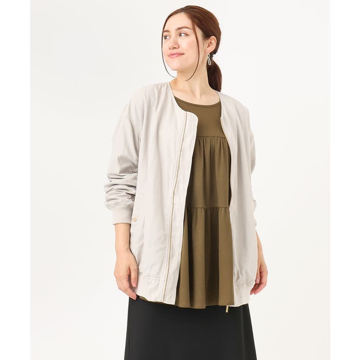 【大きいサイズ】ノーカラーギャザーブルゾン | eur3 | 詳細画像6 