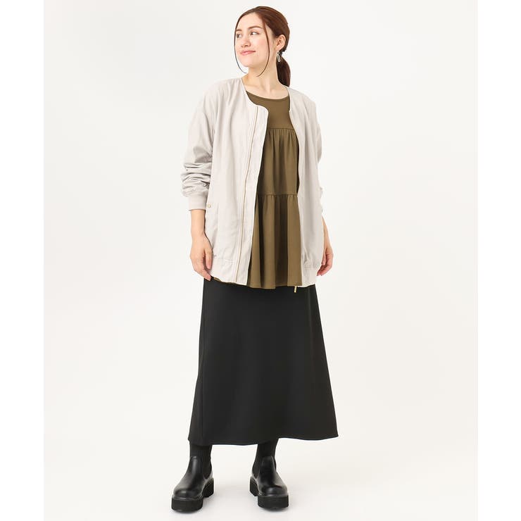 【大きいサイズ】ノーカラーギャザーブルゾン | eur3 | 詳細画像8 