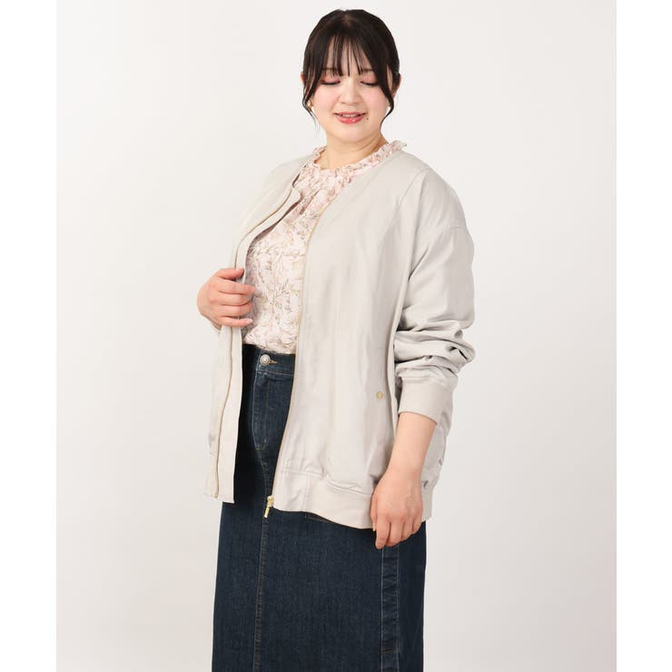 【大きいサイズ】ノーカラーギャザーブルゾン | eur3 | 詳細画像9 