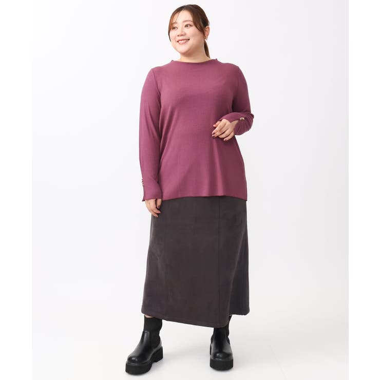 【大きいサイズ】リブジャージー袖ボタンカットソー | eur3 | 詳細画像11 