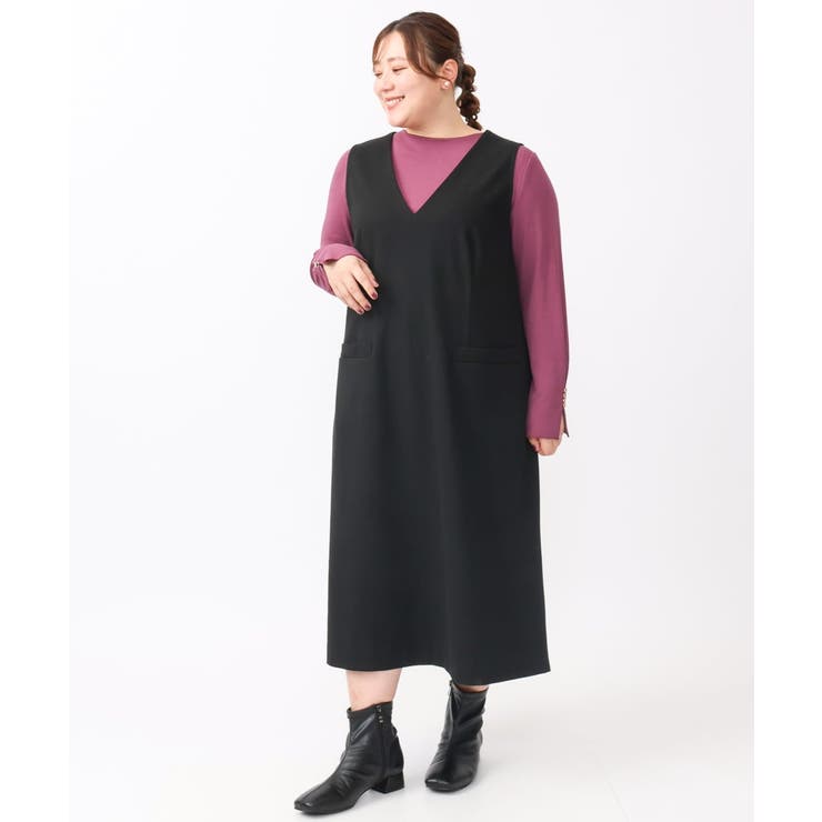 【大きいサイズ】リブジャージー袖ボタンカットソー | eur3 | 詳細画像14 