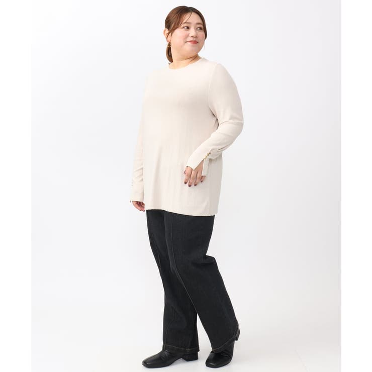 【大きいサイズ】リブジャージー袖ボタンカットソー | eur3 | 詳細画像20 