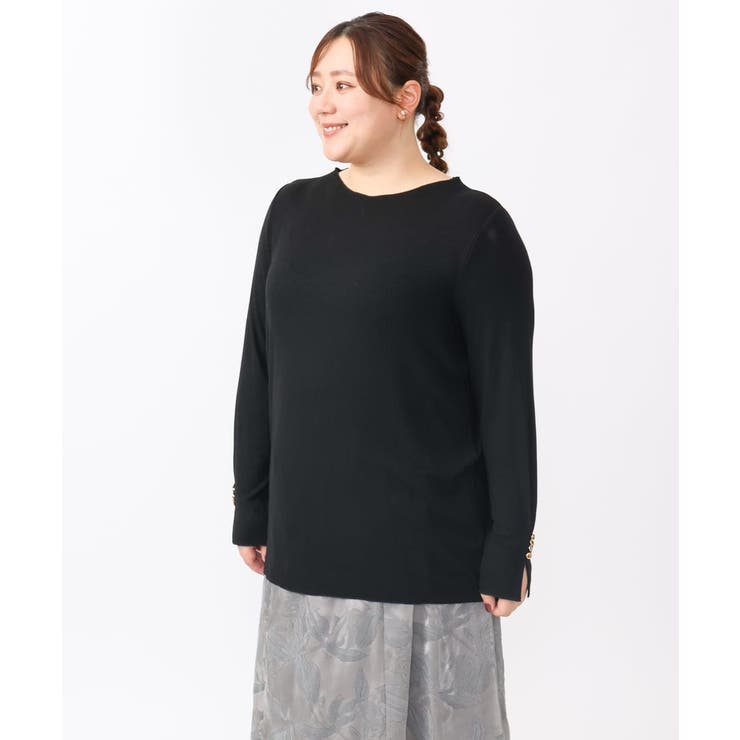 【大きいサイズ】リブジャージー袖ボタンカットソー | eur3 | 詳細画像25 