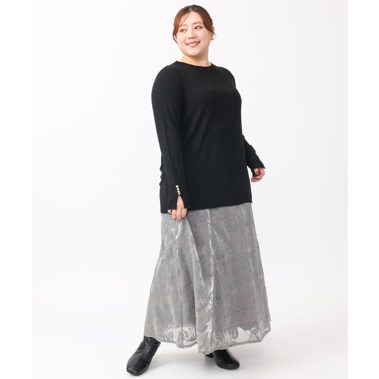 【大きいサイズ】リブジャージー袖ボタンカットソー | eur3 | 詳細画像27 