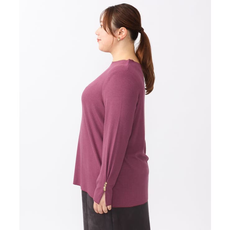 【大きいサイズ】リブジャージー袖ボタンカットソー | eur3 | 詳細画像4 