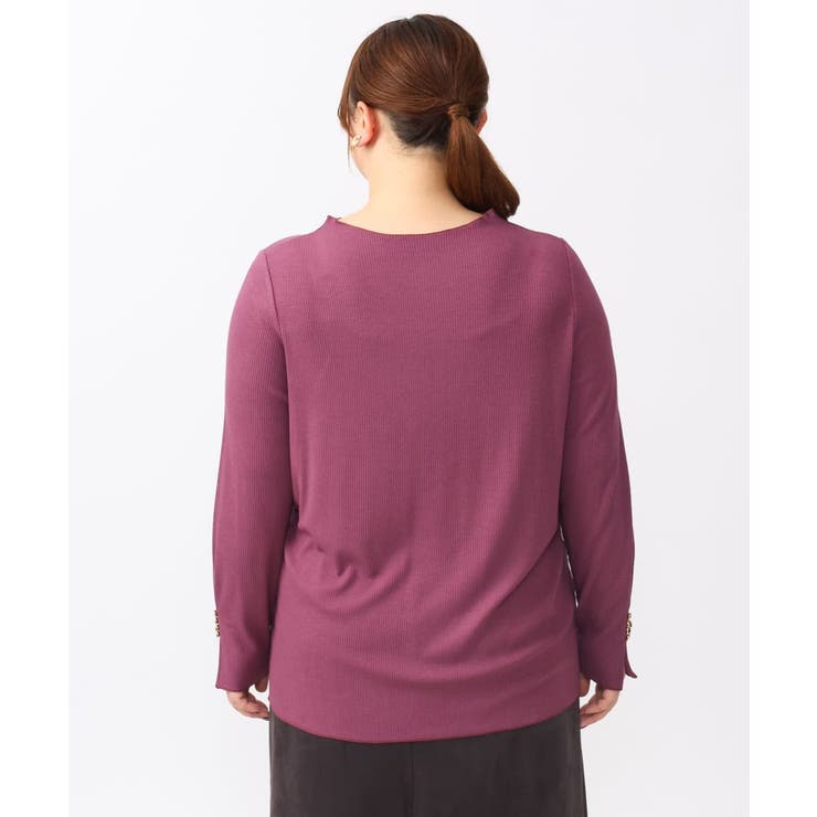 【大きいサイズ】リブジャージー袖ボタンカットソー | eur3 | 詳細画像5 