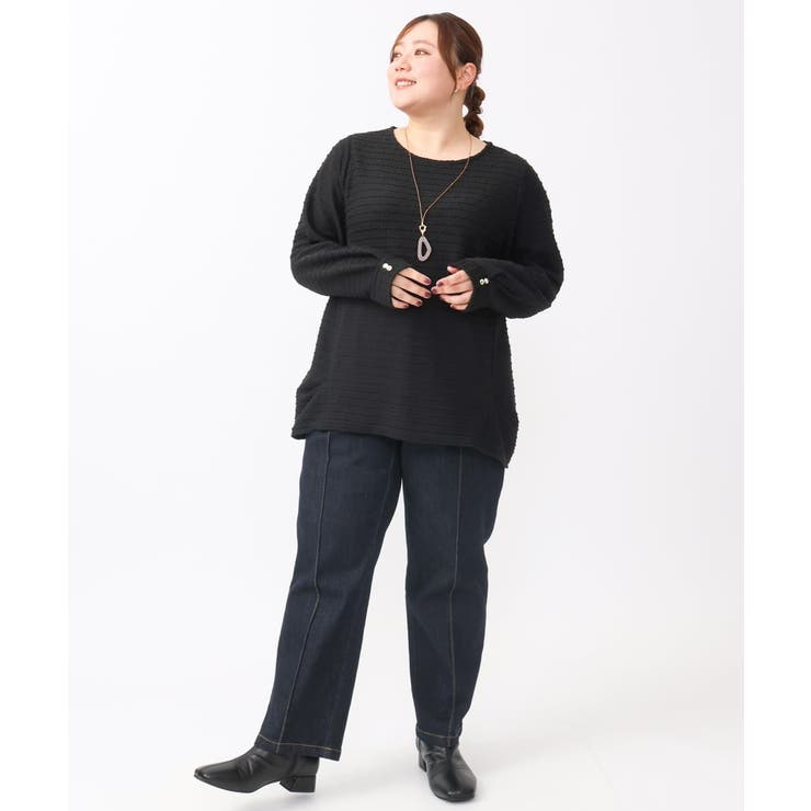 【大きいサイズ】ケーブルジャカードカットソー | eur3 | 詳細画像18 