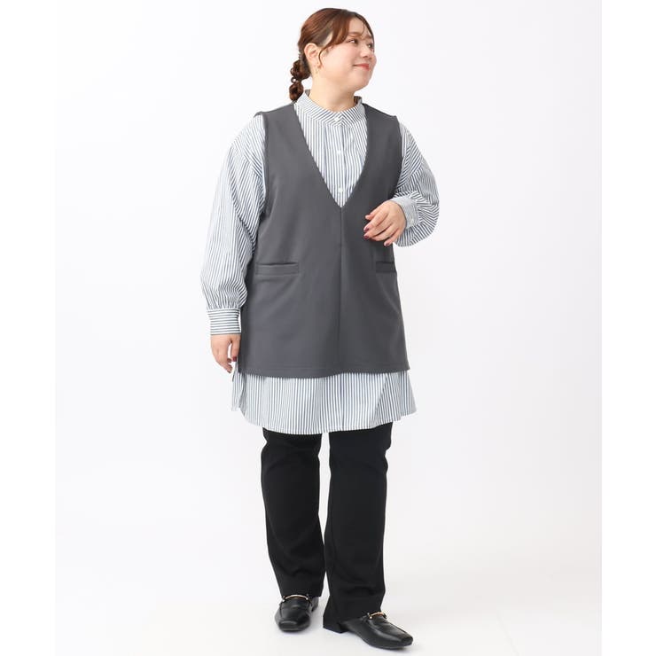 【大きいサイズ/soso×eur3】Vネックベスト | eur3 | 詳細画像13 