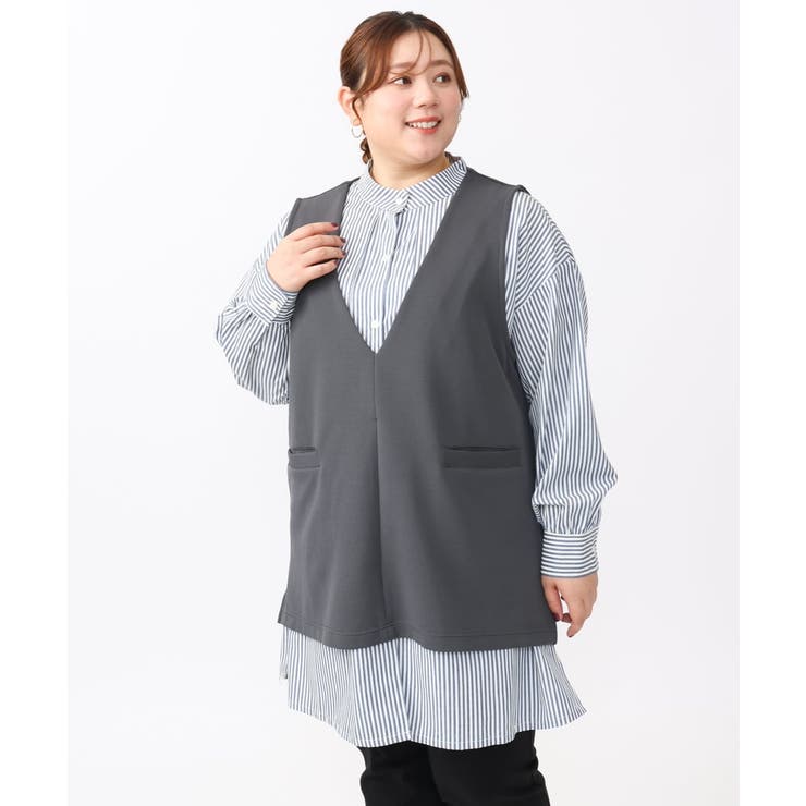 【大きいサイズ/soso×eur3】Vネックベスト | eur3 | 詳細画像2 
