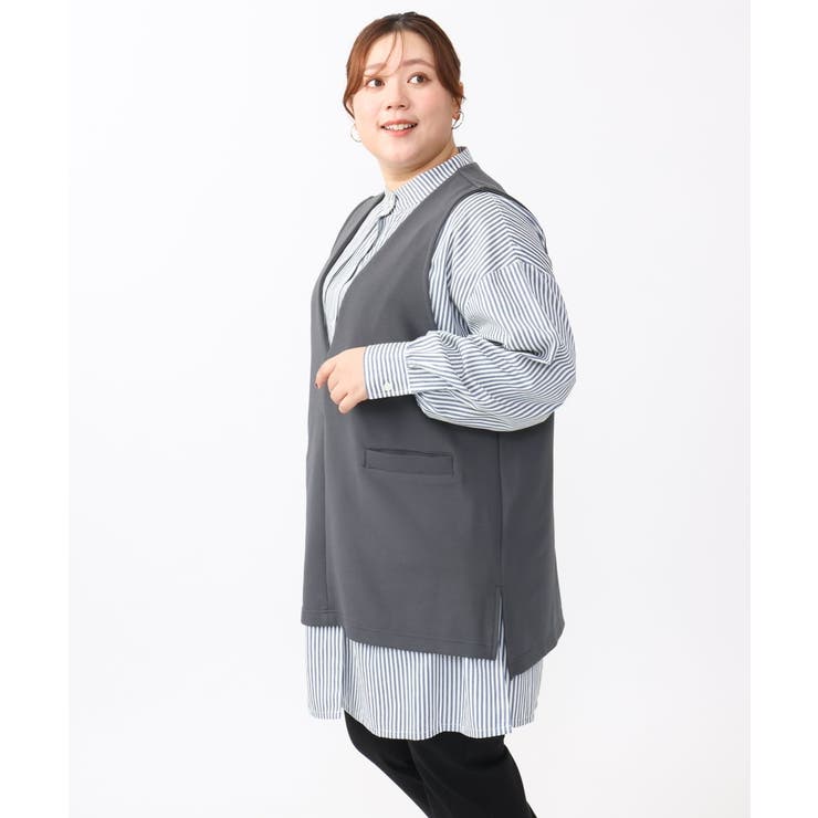 【大きいサイズ/soso×eur3】Vネックベスト | eur3 | 詳細画像3 