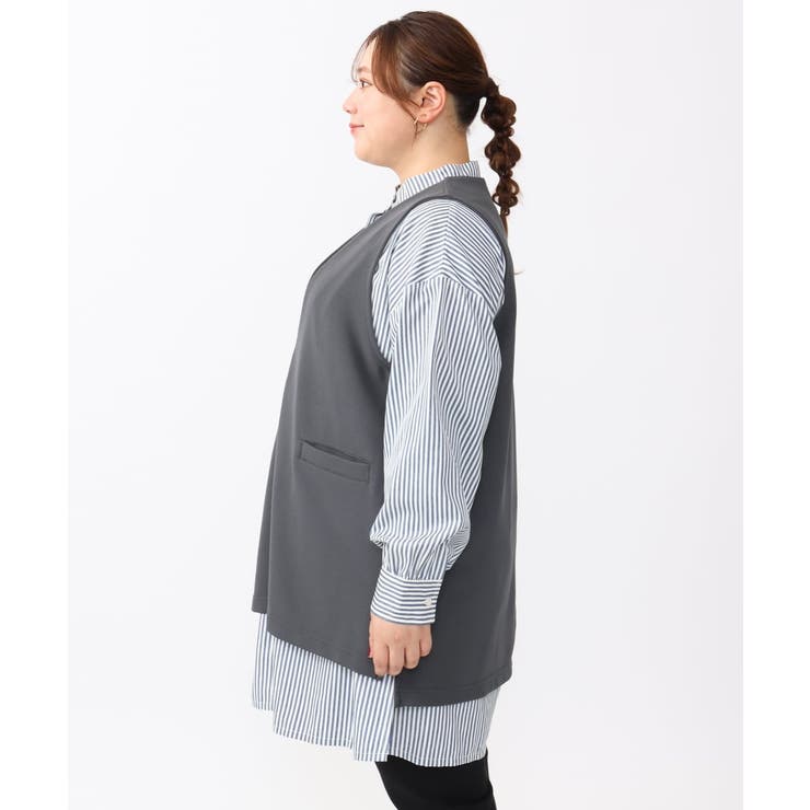 【大きいサイズ/soso×eur3】Vネックベスト | eur3 | 詳細画像4 