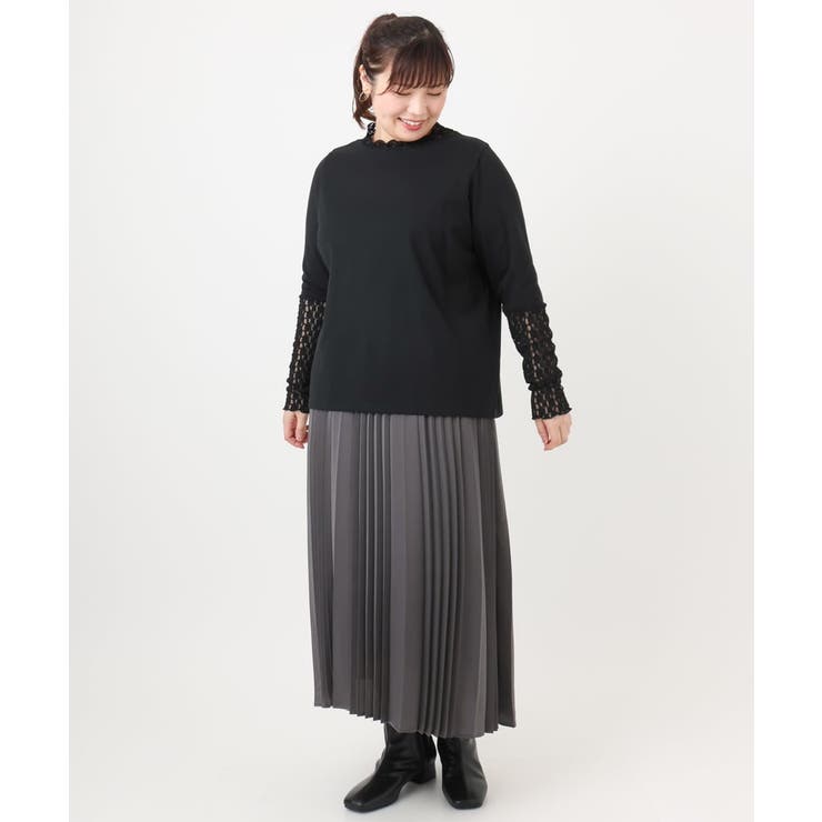 【再入荷/大きいサイズ】ハイネックレースカットソー | eur3 | 詳細画像13 