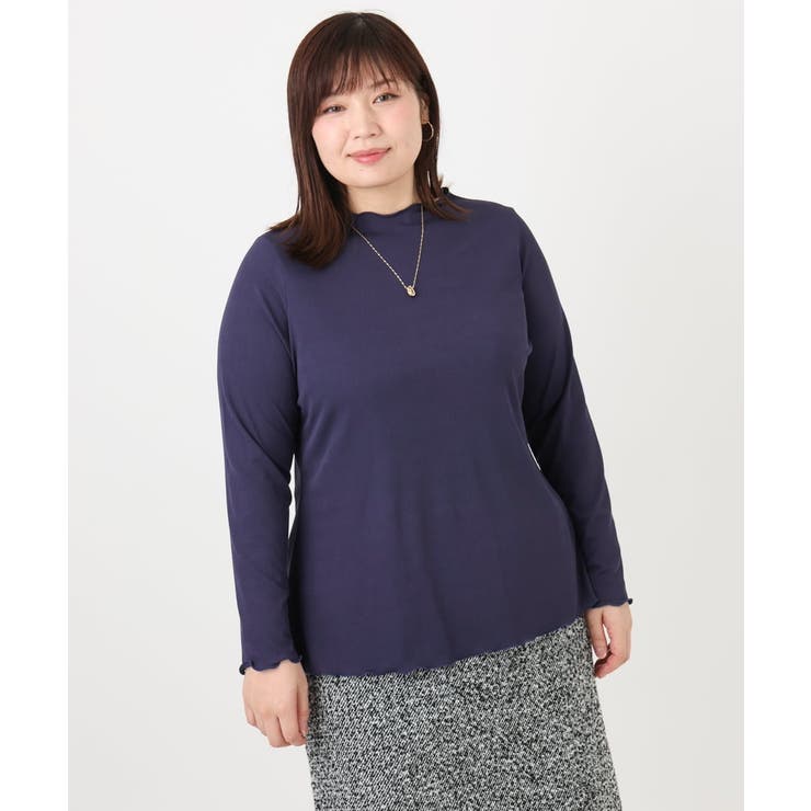 ネイビー(57) | 【大きいサイズ】メローリブカットソ | eur3