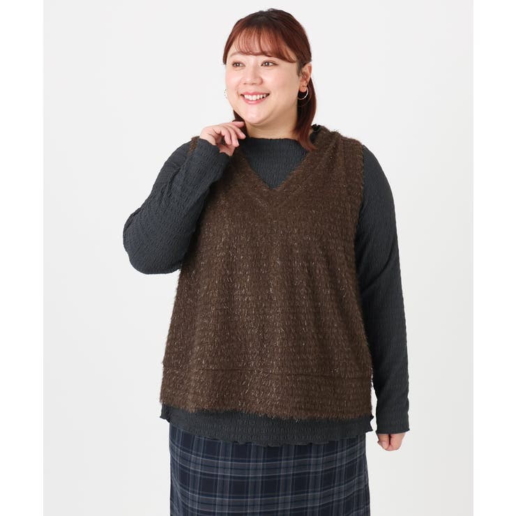 【大きいサイズ】2wayラメシャギーベスト | eur3 | 詳細画像10 