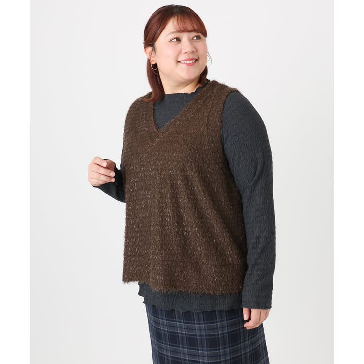 【大きいサイズ】2wayラメシャギーベスト | eur3 | 詳細画像11 